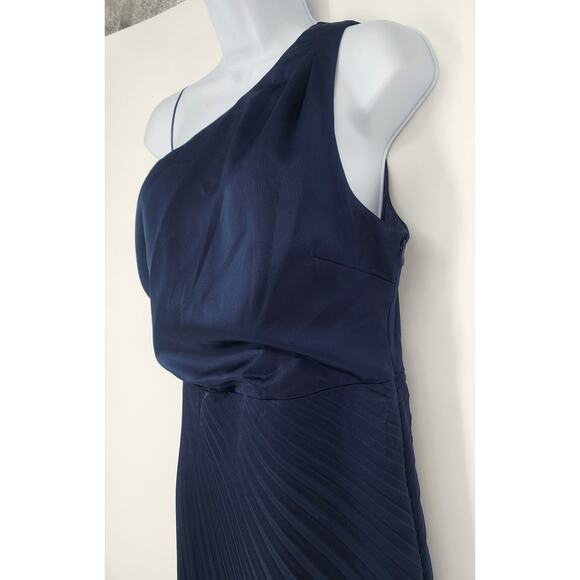Sam Edelman Navy Blue Pleated One Shoulder Dress Women's Size 6 - Picture 4 of 10